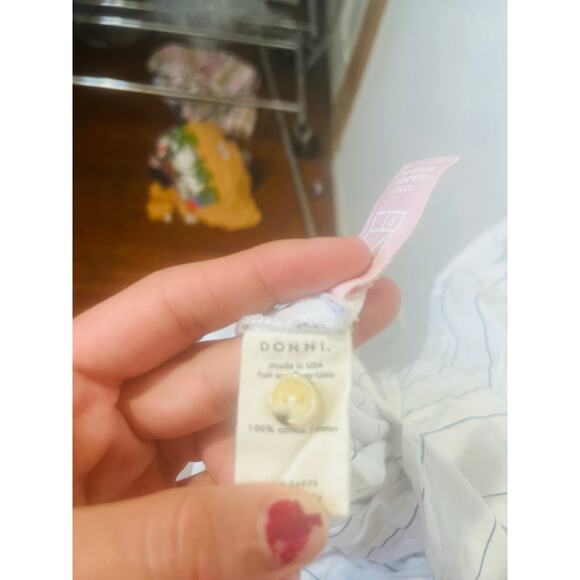 DONNI White Blue Striped Sleeveless Collared Neckline Button Front Dress Size L - Picture 10 of 11